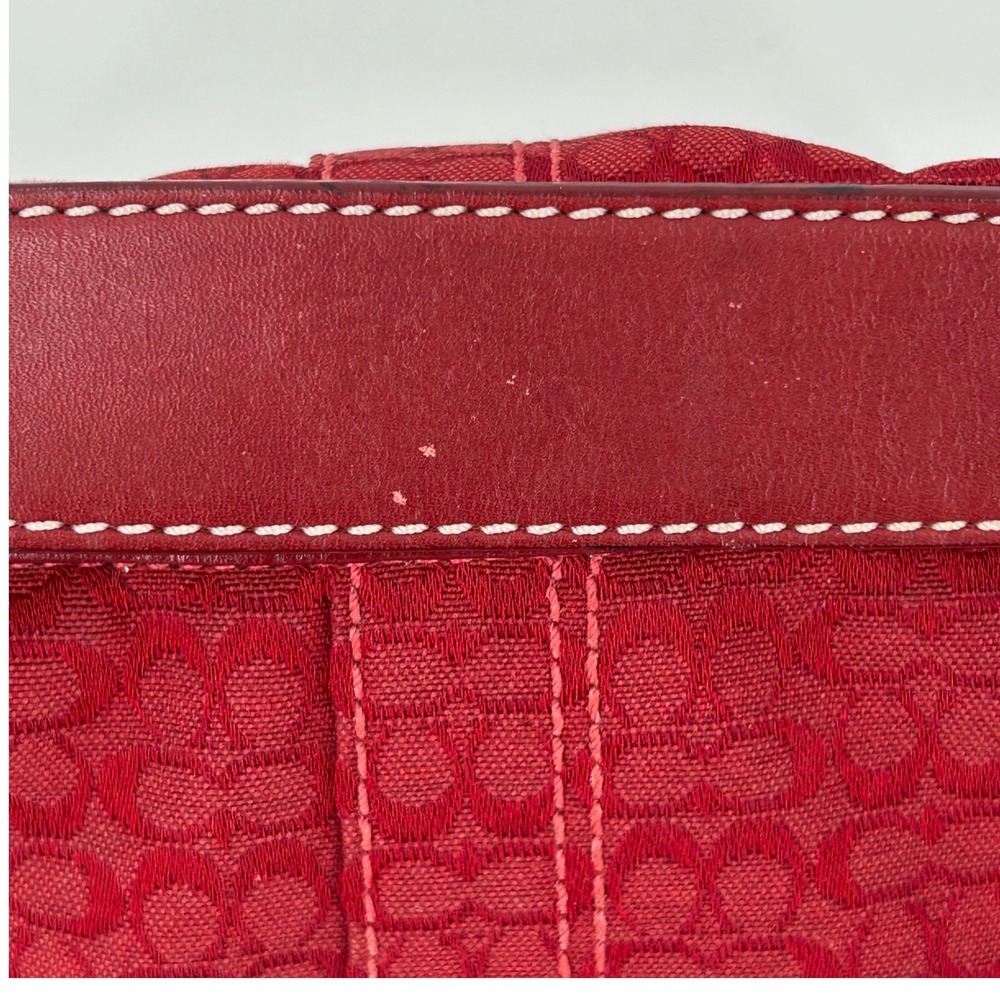 Coach Red Mini Signature Jacquard Canvas Leather Small Hobo Shoulder Bag - Picture 3 of 11